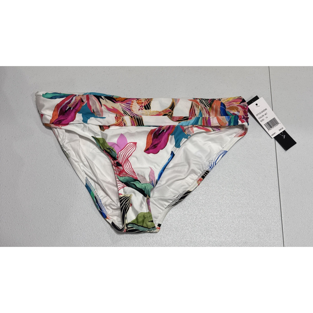 La Blanca 'Paradise City' Shirred Hipster Bikini Swimsuit Bottom Multi Size 14